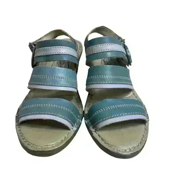 FLY‎ London Women’s EU 37 US 6.5-7 Leather Wedge Sandals Leather Strappy Boho - Picture 2 of 9